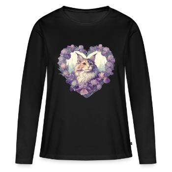 MaineCoon Iris - T-shirt manches longues Premium bio Femme - noir - Devant - Julia (174cm)
