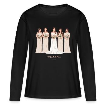 Wedding 2024 Hochzeit - Frauen Premium Bio Langarmshirt - Schwarz - Vorne - Julia (174cm)