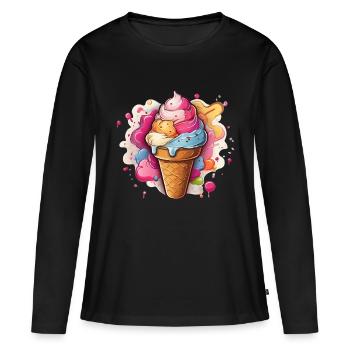 Leckeres buntes Softeis - Frauen Premium Bio Langarmshirt - Schwarz - Vorne - Julia (174cm)