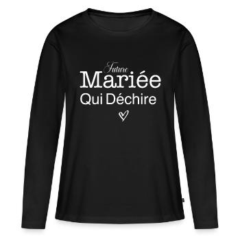 Future Mariée qui déchire - T-shirt manches longues Premium bio Femme - noir - Devant - Julia (174cm)