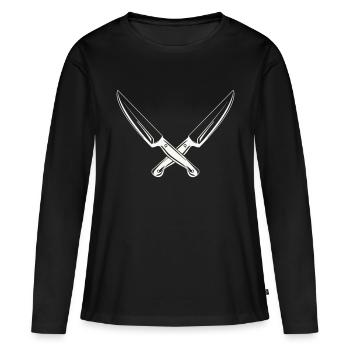 messer 2 - Frauen Premium Bio Langarmshirt - Schwarz - Vorne - Julia (174cm)