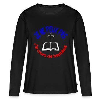 JE NE PEUX PAS J AI COURS DE BAPTEME - T-shirt manches longues Premium bio Femme - noir - Devant - Julia (174cm)