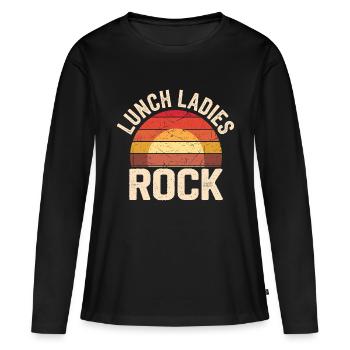 Stolz auf die Lunch Ladies - Frauen Premium Bio Langarmshirt - Schwarz - Vorne - Julia (174cm)