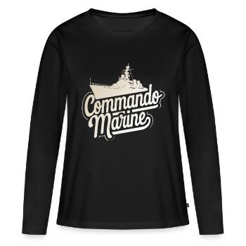 Commando Marine - T-shirt manches longues Premium bio Femme - noir - Devant - Julia (174cm)