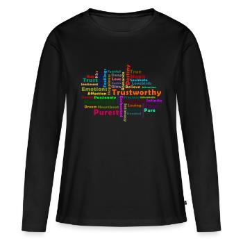 Nuage de mots d amour - T-shirt manches longues Premium bio Femme - noir - Devant - Julia (174cm)