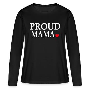 Idée cadeau Proud Mom pour la fête des mères - T-shirt manches longues Premium bio Femme - noir - Devant - Julia (174cm)