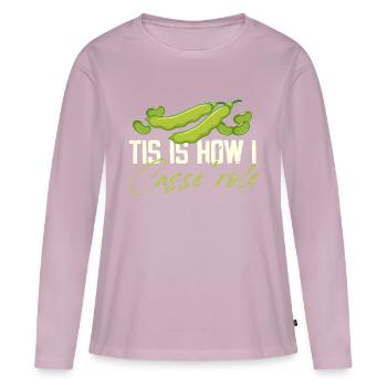 Conception amusante de haricots cocotte - T-shirt manches longues Premium bio Femme - rose poudré - Devant - Julia (174cm)