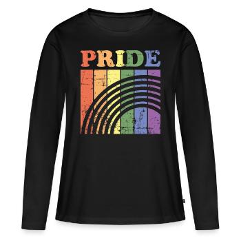 Vintage Gay Lesbienne Arc-en-ciel LGBT - T-shirt manches longues Premium bio Femme - noir - Devant - Julia (174cm)