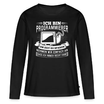 Ich bin Programmierer Coding Linux Nerd - Frauen Premium Bio Langarmshirt - Schwarz - Vorne - Julia (174cm)