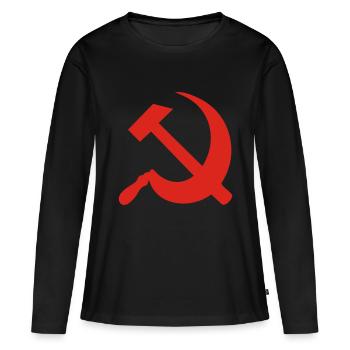 marteau et la faucille - T-shirt manches longues Premium bio Femme - noir - Devant - Julia (174cm)