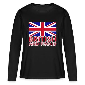 British and Proud - Women's Premium Organic Long Sleeve Shirt - black - Front - Julia (174cm)