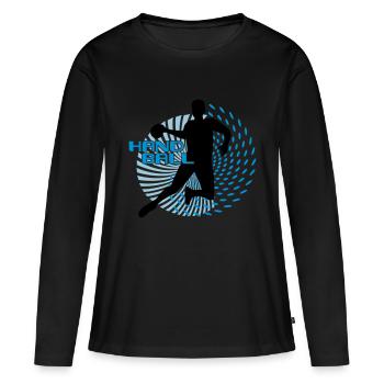 joueurs de handball dans le tourbillon de cercle - T-shirt manches longues Premium bio Femme - noir - Devant - Julia (174cm)