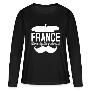 France liberté égalité fraternité Drapeau France - T-shirt manches longues Premium bio Femme - noir - Devant - Julia (174cm)
