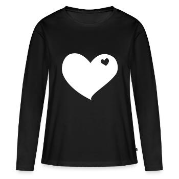 Blanc Coeur - T-shirt manches longues Premium bio Femme - noir - Devant - Julia (174cm)