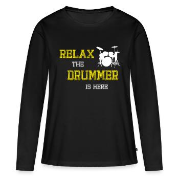 Relax Drummer - T-shirt manches longues Premium bio Femme - noir - Devant - Julia (174cm)