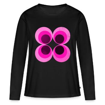 70s-tapete-siebziger-lila - Frauen Premium Bio Langarmshirt - Schwarz - Vorne - Julia (174cm)