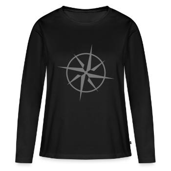 Kompass - Frauen Premium Bio Langarmshirt - Schwarz - Vorne - Julia (174cm)
