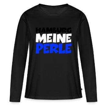 Hamburg meine Perle - Frauen Premium Bio Langarmshirt - Schwarz - Vorne - Julia (174cm)