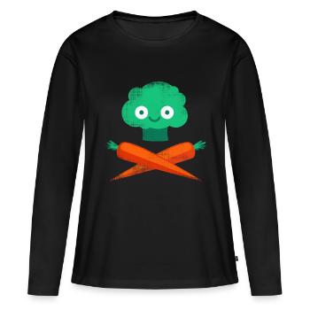 Veggie Pirate - T-shirt manches longues Premium bio Femme - noir - Devant - Julia (174cm)