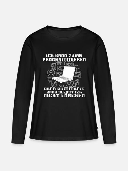 Ich kann programmieren - Frauen Premium Bio Langarmshirt - Schwarz