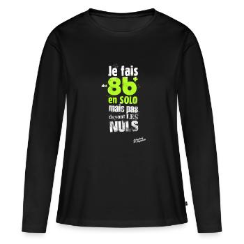 8b+ en solo - T-shirt manches longues Premium bio Femme - noir - Devant - Julia (174cm)