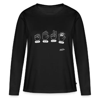 Pierre feuille ciseaux - T-shirt manches longues Premium bio Femme - noir - Devant - Julia (174cm)