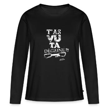 T'as vu ta dégaine ?! - T-shirt manches longues Premium bio Femme - noir - Devant - Julia (174cm)