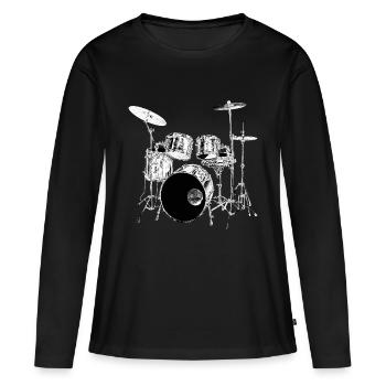 Drums Silber - Frauen Premium Bio Langarmshirt - Schwarz - Vorne - Julia (174cm)