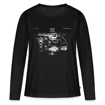 revolver vintage drawing - T-shirt manches longues Premium bio Femme - noir - Devant - Julia (174cm)