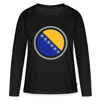 Emblème Bosnie - T-shirt manches longues Premium bio Femme - noir - Devant - Julia (174cm)