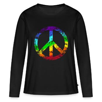 Pacifique Reggae signe de paix - T-shirt manches longues Premium bio Femme - noir - Devant - Julia (174cm)