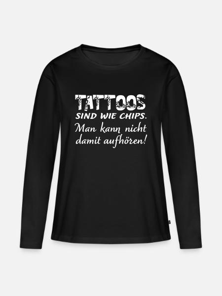 Tattoos sind wie Chips - Frauen Premium Bio Langarmshirt - Schwarz