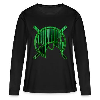linux-Geek - T-shirt manches longues Premium bio Femme - noir - Devant - Julia (174cm)