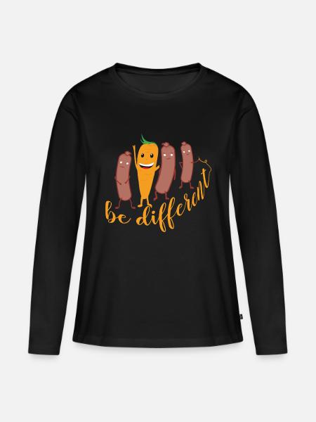 Karotte be different - Frauen Premium Bio Langarmshirt - Schwarz