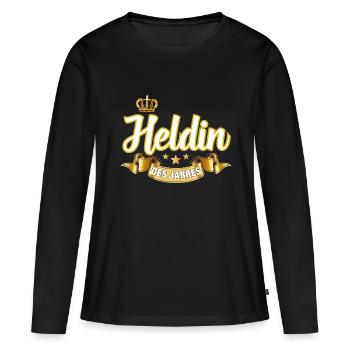 Heldin des Jahres - Frauen Premium Bio Langarmshirt - Schwarz - Vorne - Julia (174cm)
