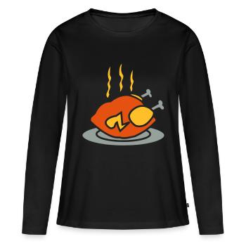 savoureux poulet rôti - T-shirt manches longues Premium bio Femme - noir - Devant - Julia (174cm)