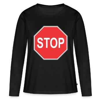 Panneau stop - T-shirt manches longues Premium bio Femme - noir - Devant - Julia (174cm)