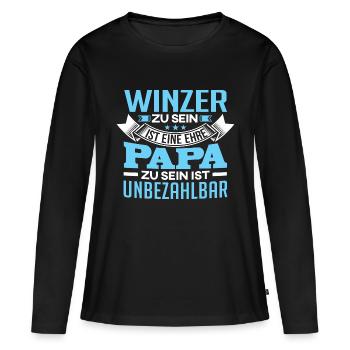 WINZER und Papa - Frauen Premium Bio Langarmshirt - Schwarz - Vorne - Julia (174cm)