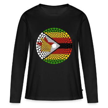 Zimbabwe Simbabwe Great Zimbabwe Love HERZ Mandala - Frauen Premium Bio Langarmshirt - Schwarz - Vorne - Julia (174cm)
