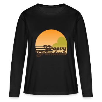 GROOVY GRANDMA - Frauen Premium Bio Langarmshirt - Schwarz - Vorne - Julia (174cm)