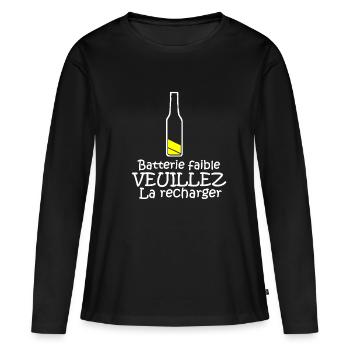 Batterie faible - T-shirt manches longues Premium bio Femme - noir - Devant - Julia (174cm)