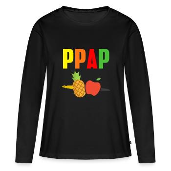 stylo pomme ananas stylo stylo pomme PinePineapple - T-shirt manches longues Premium bio Femme - noir - Devant - Julia (174cm)