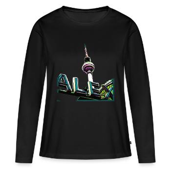Alex Cyan - T-shirt manches longues Premium bio Femme - noir - Devant - Julia (174cm)