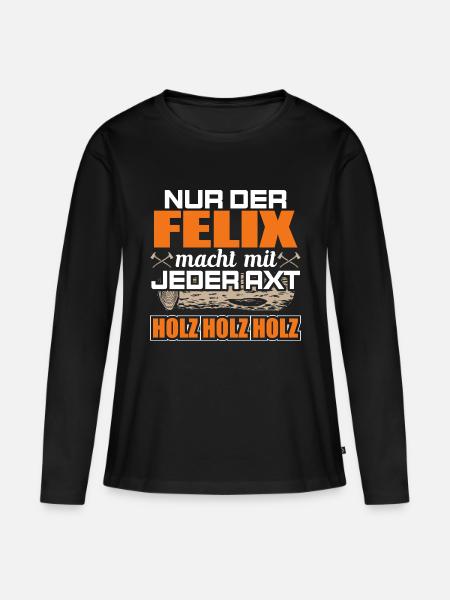FELIX - Holz - Frauen Premium Bio Langarmshirt - Schwarz