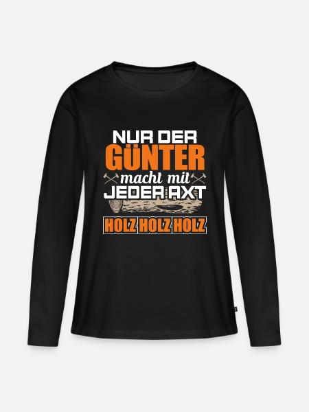 GÜNTER - Holz - Frauen Premium Bio Langarmshirt - Schwarz