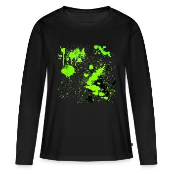Green splatter - Women's Premium Organic Long Sleeve Shirt - black - Front - Julia (174cm)