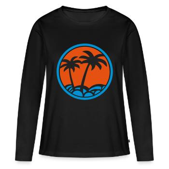 Palms emblème 03 - T-shirt manches longues Premium bio Femme - noir - Devant - Julia (174cm)