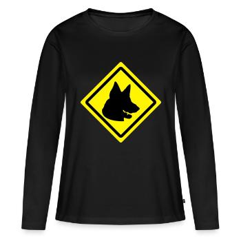 german shepherd roadsign - T-shirt manches longues Premium bio Femme - noir - Devant - Julia (174cm)