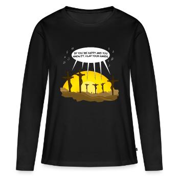 Clap Your Hands - T-shirt manches longues Premium bio Femme - noir - Devant - Julia (174cm)