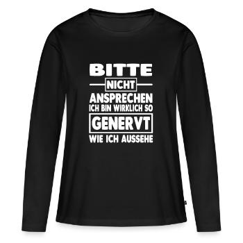 GENERVT - Frauen Premium Bio Langarmshirt - Schwarz - Vorne - Julia (174cm)
